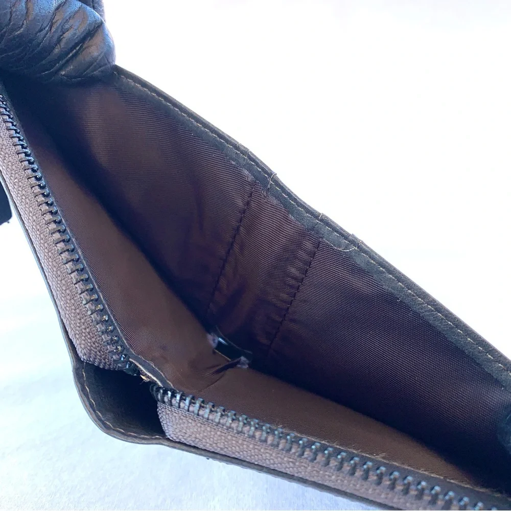 BAELLERRY Gray Bifold Zip Travel PU Leather Wallet with Removable ID Slide Case
